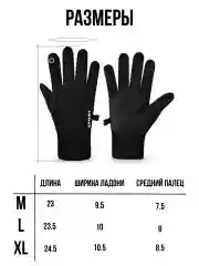 Черный перчатки спортивные демисезонные, флисовые, сенсорные, унисекс