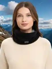 Черный теплый снуд, шарф унисекс