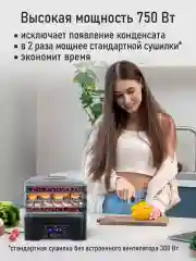 Черный электросушилка д/фруктов, овощей STINGRAY ST-FD703A встроенный вентилятор/ чёрный жемчуг