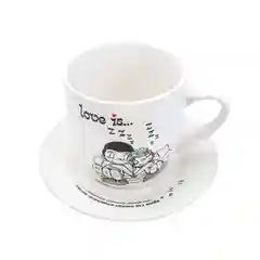 Кружка с блюдцем Love is в подарочной упаковке, фарфор, чайная пара