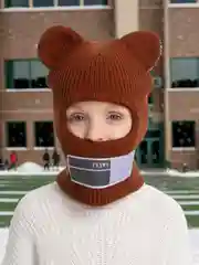Шоколадный женская зимняя балаклава шапка в форме медведя для девочек