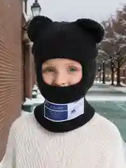 Угольный женская зимняя балаклава шапка в форме медведя для девочек