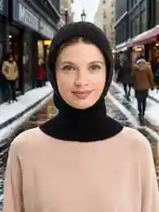 Черный женская шапка снуд, капор вязаный, балаклава