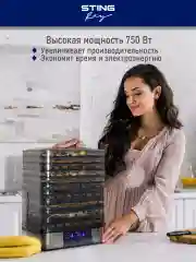 Черный сушилка для овощей и фруктов STINGRAY ST-FD702A/ мощность 750Вт/ черный жемчуг