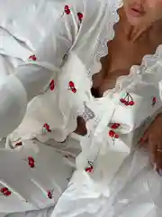 Разноцветный шелковая пижама женская, вишня
