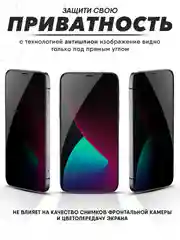 Защитное стекло Антишпион для iPhone 16, 15, 14, 13, 12, XR, 11, Pro, Max стекло на айфон