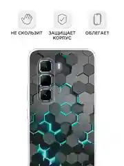 Бирюзовый чехол на Infinix Hot 50 Pro / Инфиникс Хот 50 Про прозрачный, с принтом, защита камеры