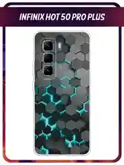 Бирюзовый чехол на Infinix Hot 50 Pro Plus / Инфиникс Хот 50 Про Плюс прозрачный, с принтом