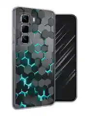 Бирюзовый чехол на Infinix Hot 50 Pro Plus / Инфиникс Хот 50 Про Плюс прозрачный, с принтом
