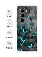 Бирюзовый чехол на Infinix Hot 50 Pro Plus / Инфиникс Хот 50 Про Плюс прозрачный, с принтом