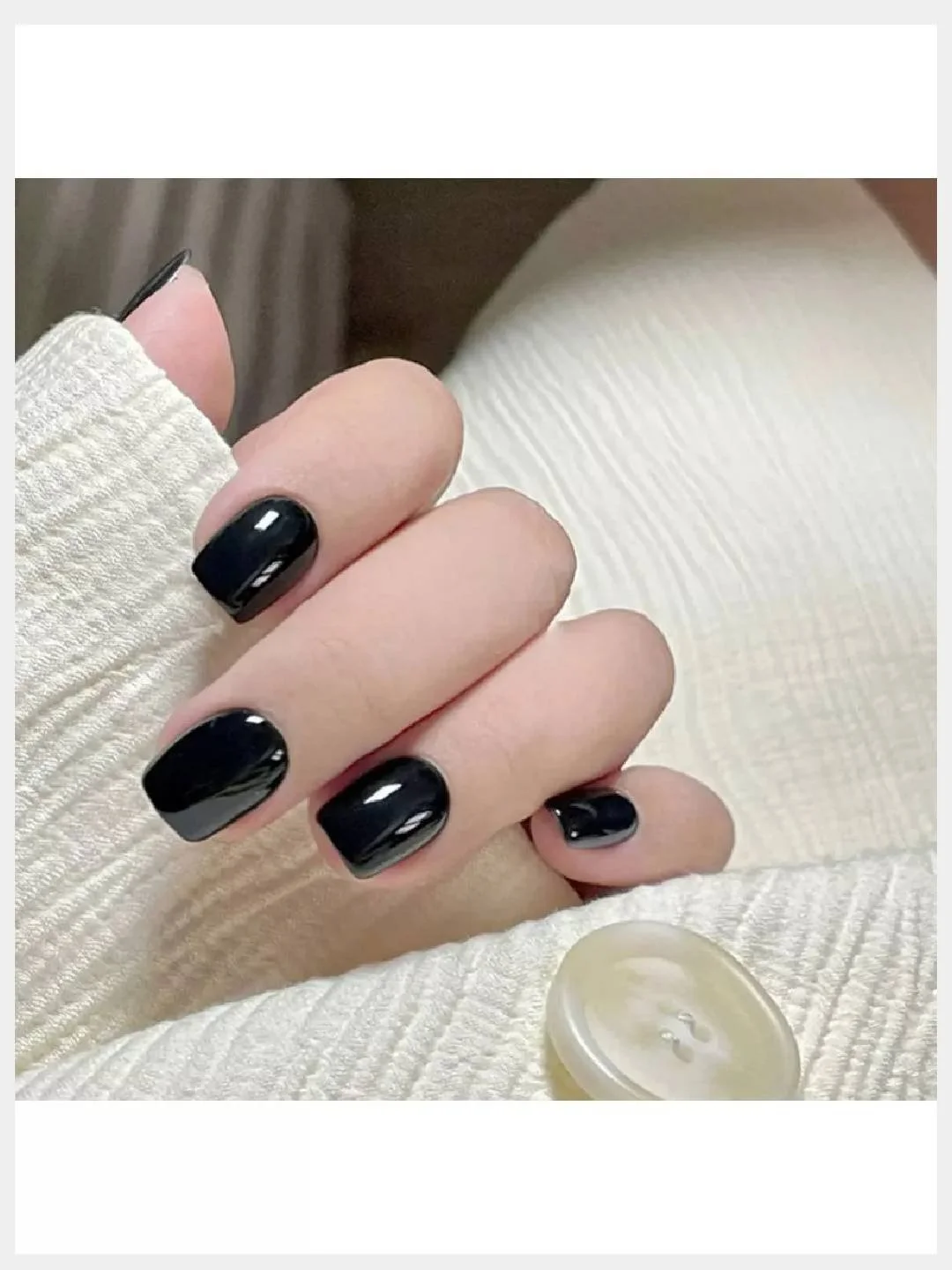 Накладные ногти короткие квадрат черные