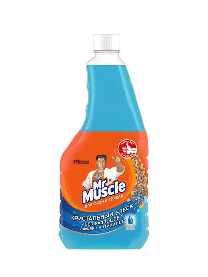 Средство для окон и зеркал Mr. Muscle "После дождя", сменная бутылка, 530 мл
