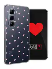Розовый чехол на Infinix Hot 50 Pro / Инфиникс Хот 50 Про прозрачный, с принтом, защита камеры