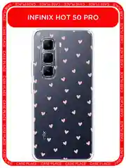 Розовый чехол на Infinix Hot 50 Pro / Инфиникс Хот 50 Про прозрачный, с принтом, защита камеры