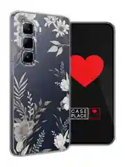 Кремовый чехол на Infinix Hot 50 Pro / Инфиникс Хот 50 Про прозрачный, с принтом, защита камеры
