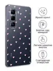 Розовый чехол на Infinix Hot 50 Pro Plus / Инфиникс Хот 50 Про Плюс прозрачный, с принтом