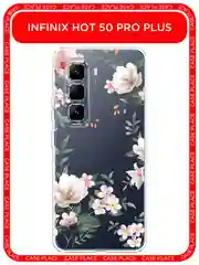 Пастельно-коралловый чехол на Infinix Hot 50 Pro Plus / Инфиникс Хот 50 Про Плюс прозрачный, с принтом