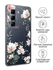 Пастельно-коралловый чехол на Infinix Hot 50 Pro Plus / Инфиникс Хот 50 Про Плюс прозрачный, с принтом