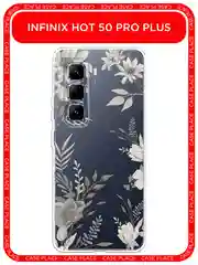 Кремовый чехол на Infinix Hot 50 Pro Plus / Инфиникс Хот 50 Про Плюс прозрачный, с принтом