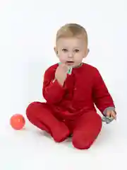 Красный детский флисовый комбинезон Утенок