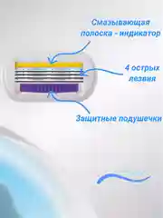 Голубой бритва женская 4 лезвия многоразовая, станок для бритья женский, 3 или 1 сменная кассета