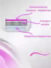 Розовый бритва женская 4 лезвия многоразовая, станок для бритья женский, 3 или 1 сменная кассета