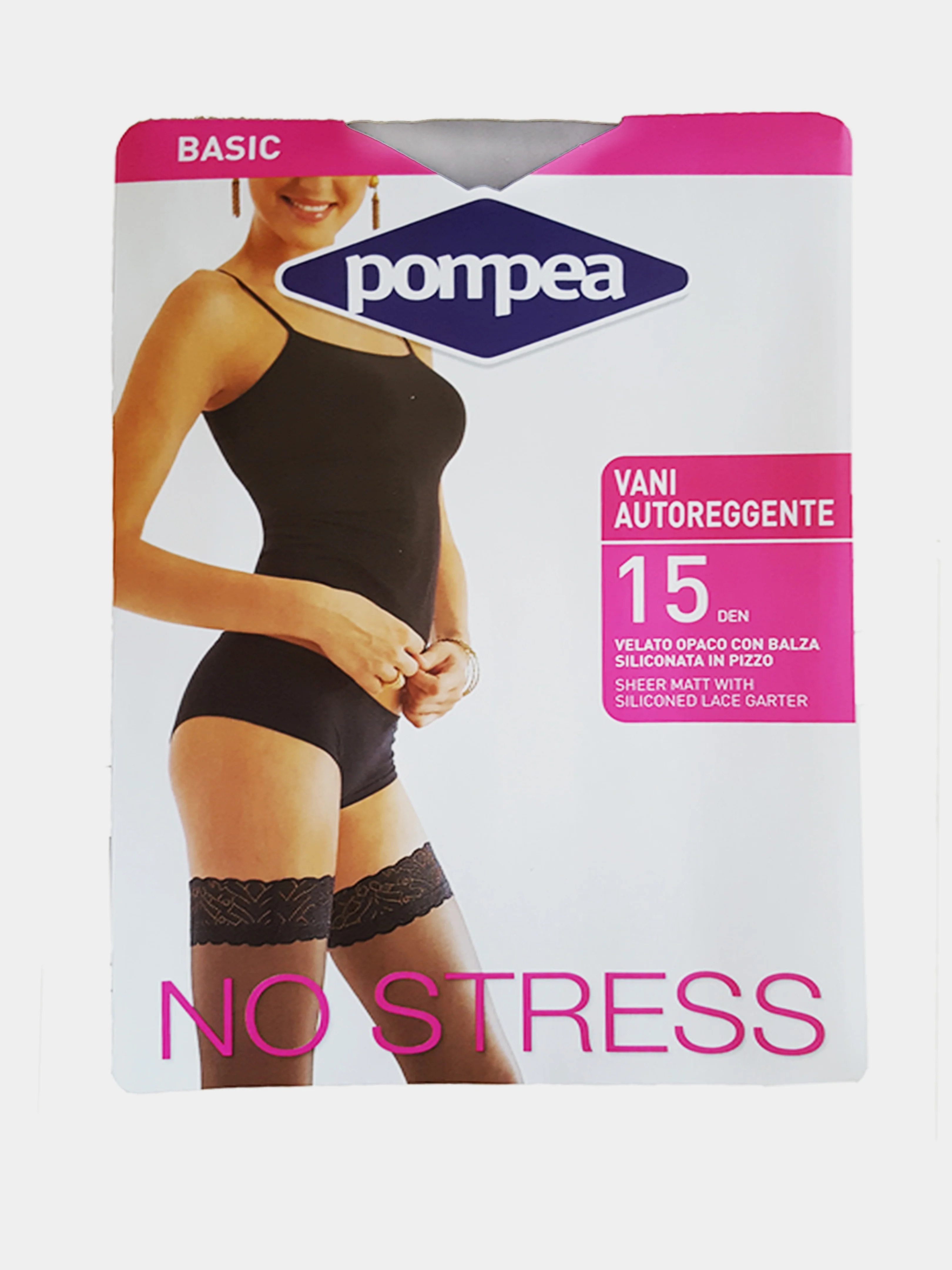 Белый капроновые белые чулки с ажурной резинкой Pompea Vani no stress свадебные