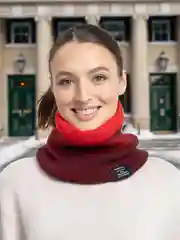 Алый теплый снуд шарф женский