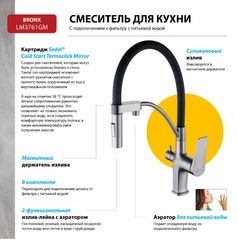 Смеситель Lemark Bronx LM3761GM для кухни