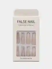 Кремовый накладные ногти с дизайном, 24 штуки + клей