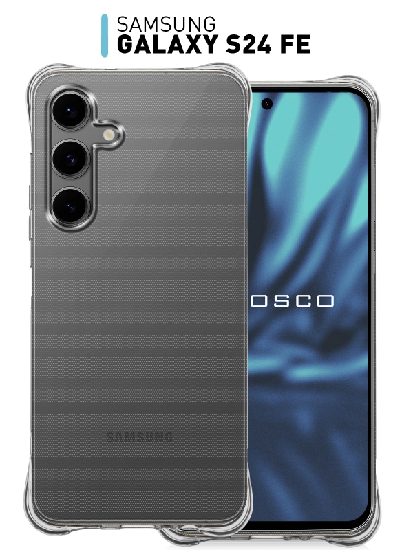 Чехол для Samsung Galaxy S24 FE противоударный силиконовый ROSCO прозрачный, защита углов