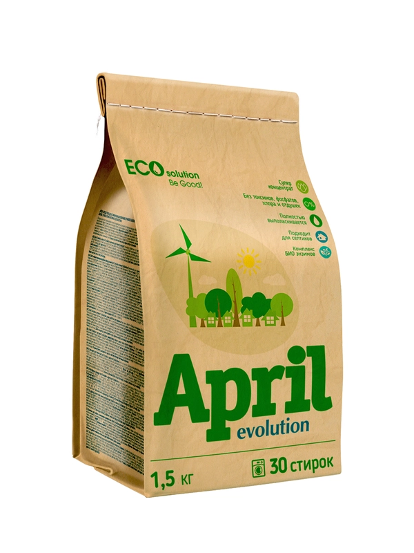 Средство для стирки порошкообразное универсал. April Evolution автомат EcoSolution 1,5 кг
