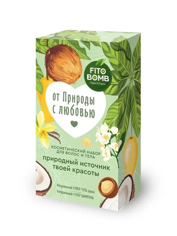 Подарочный набор FITO BOMB "От природы с любовью" шампунь, гель для душа, 250 мл