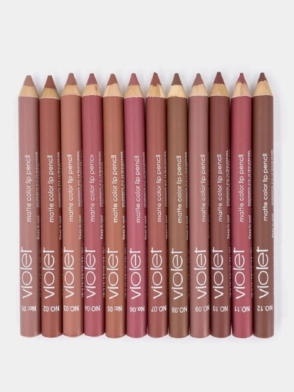 Карандаш-помада для губ Violet waterproof lipstick, с точилкой, 12 номеров на выбор
