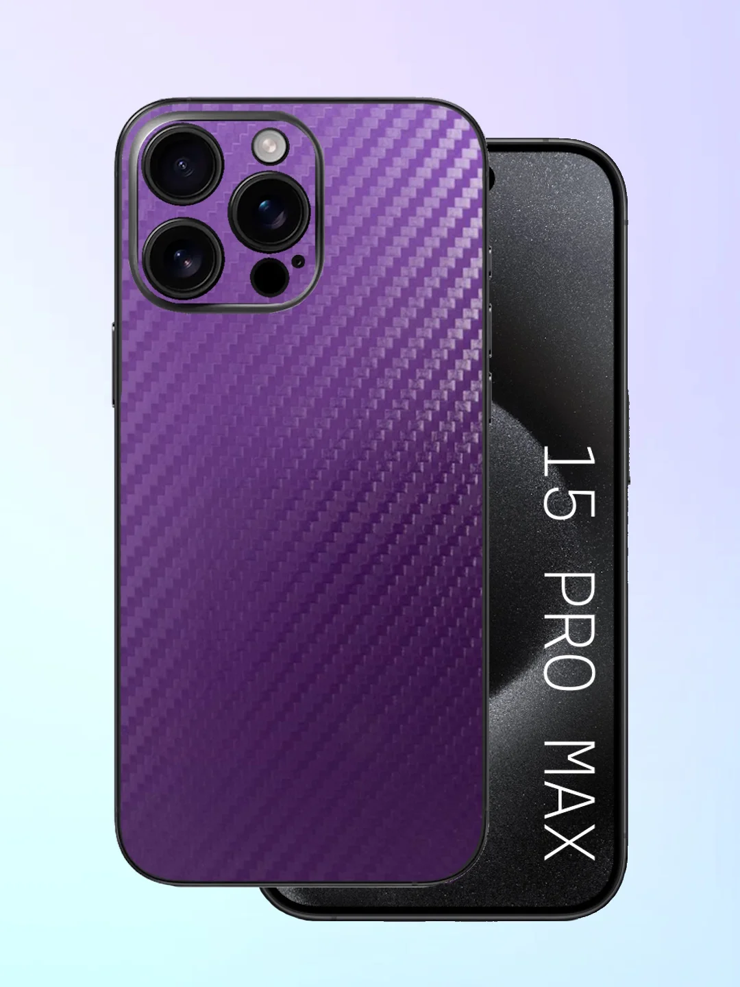 Фиолетовый защитная пленка на iPhone 15 Pro Max под карбон на заднюю часть,под кожу, на зад, назад