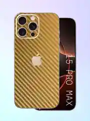 Золотой защитная пленка на iPhone 15 Pro Max под карбон на заднюю часть,под кожу, на зад, назад