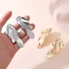 Серьги капля, массивные серьги, женские серьги, трендовые , объемные серьги, мятый металл