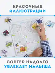 Деревянный сортер, для детей, деревянный сортер, сортер "Насекомые", настольные игры