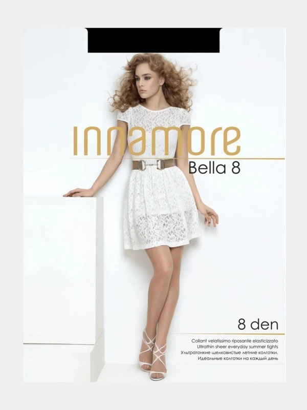 Капроновые колготки ультратонкие Innamore Bella 8 den чёрные 4-L