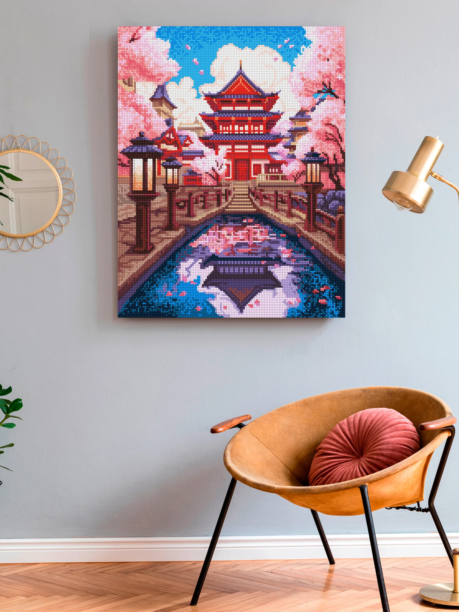 Японский храм алмазная мозаика на подрамнике 40 х 50 "Art on Canvas"