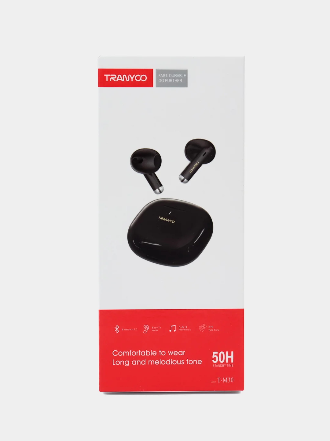 Черный наушники беспроводные TRANYOO Wireless Stereo Earphone TWS, T-M30 "вкладыши"