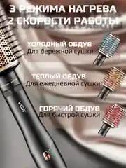 Угольный фен для волос, стайлер, фен-щетка, мультистайлер, брашинг для волос с вращением, 1200 Вт