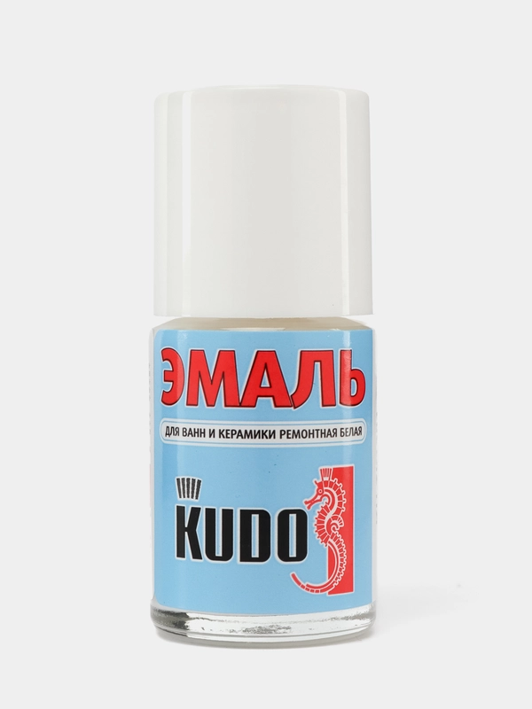 KUDO Эмаль для ванн и керамики с кисточкой, белая, 15 мл