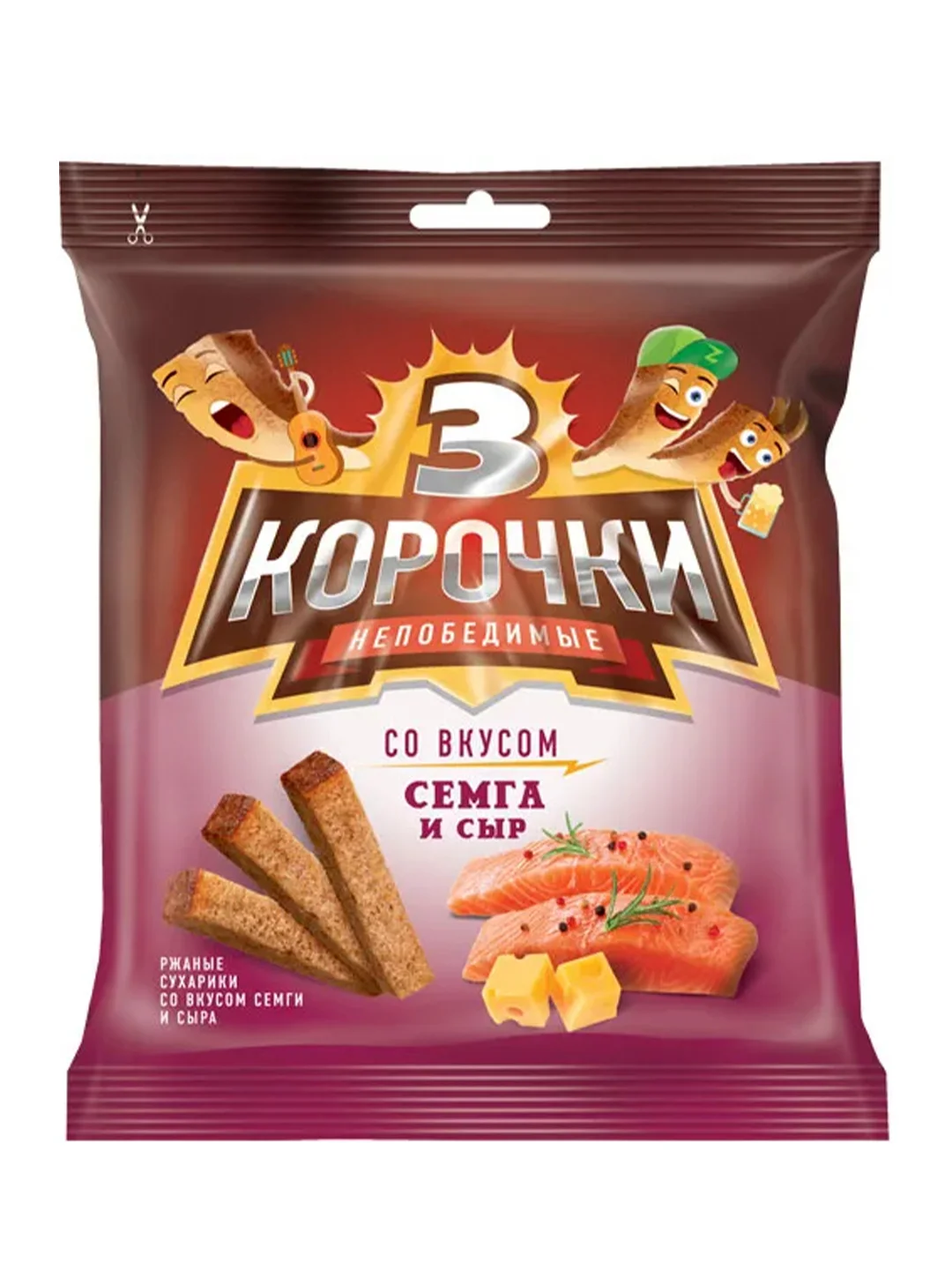 Сухарики ржаные "3 корочки" сыр и семга