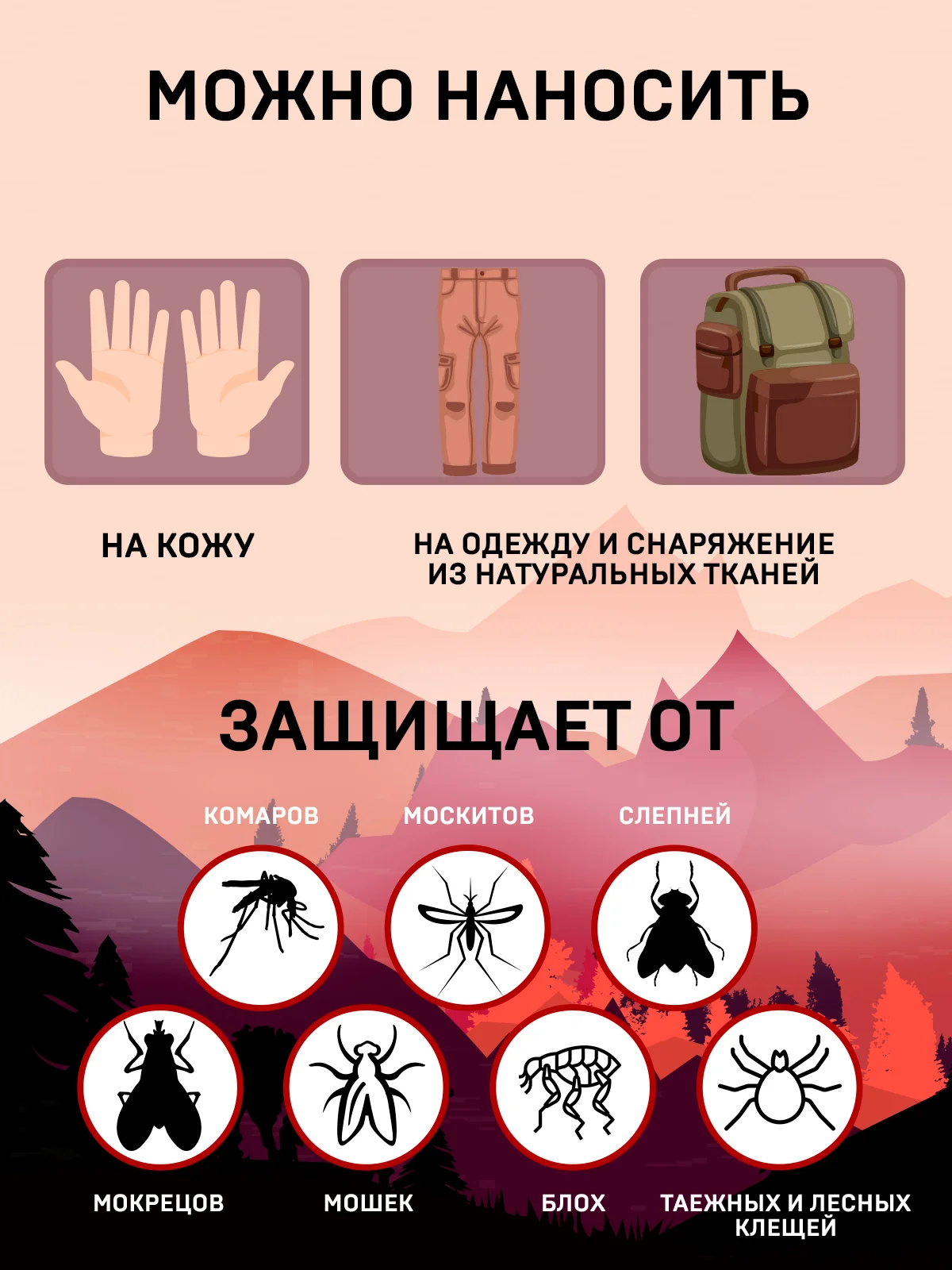 Спрей от комаров, клещей и мошки, 165 мл 2шт