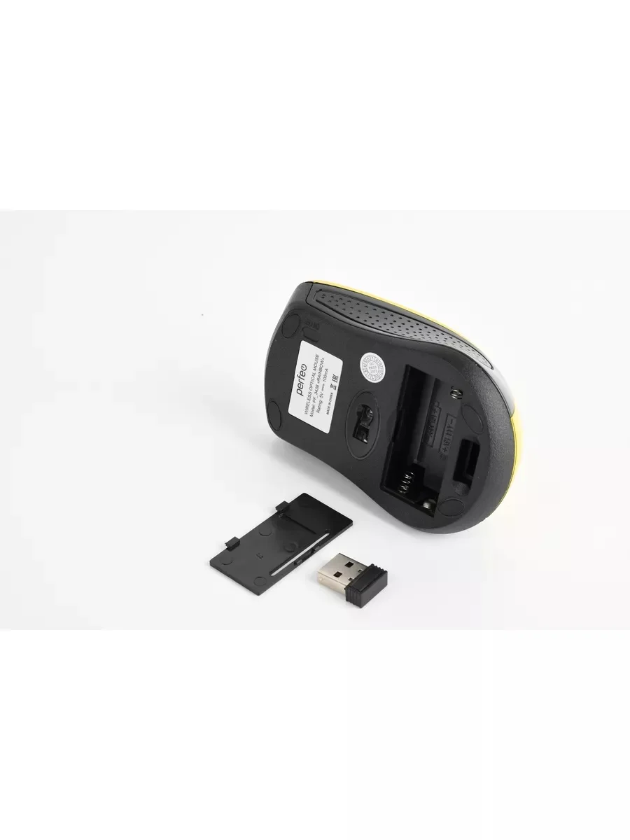 Желтый мышь беспроводная оптическая Perfeo "Rainbow",  USB