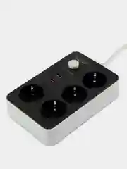 Белый сетевой фильтр-удлинитель с USB портами, кнопкой выключения