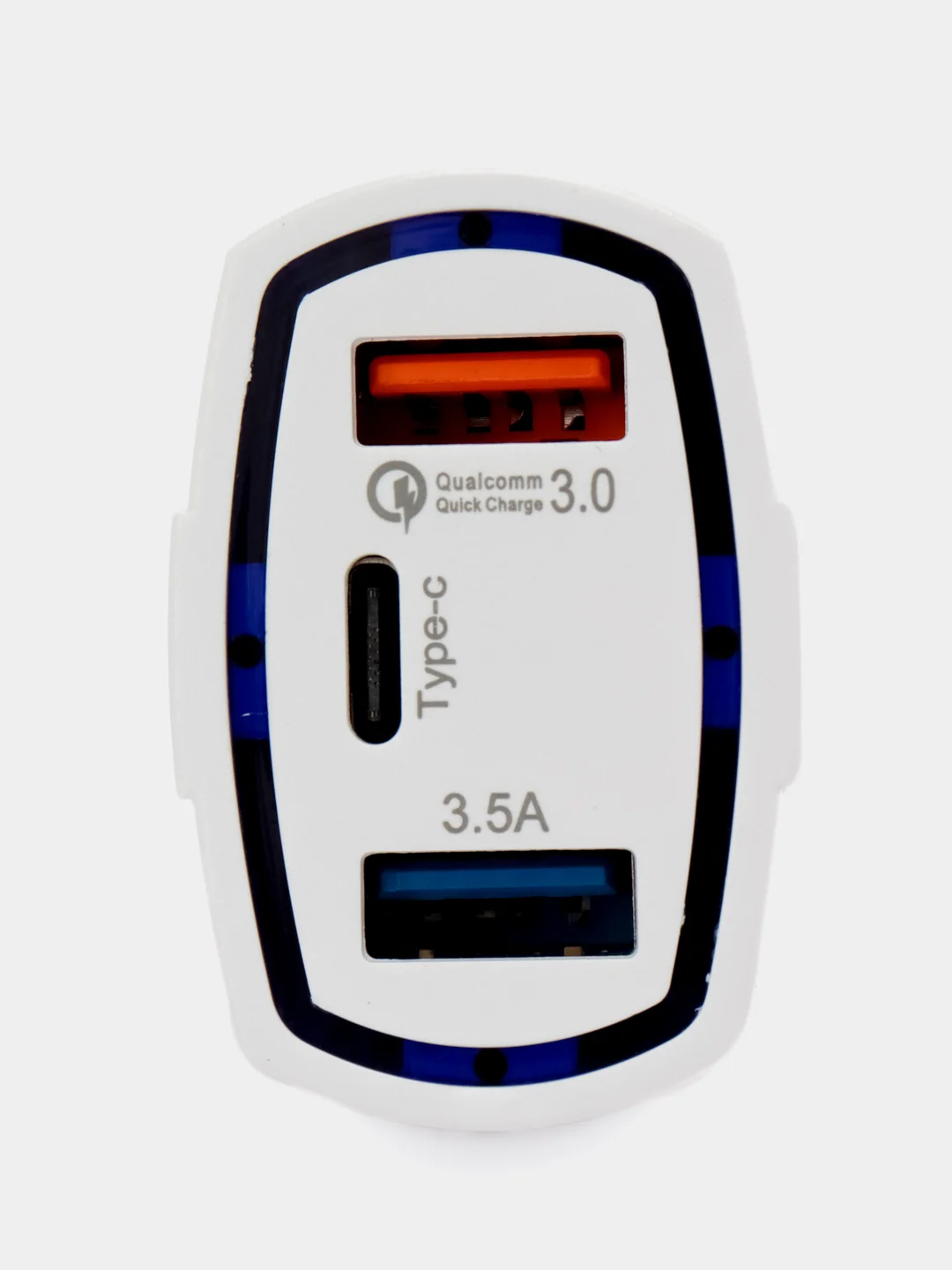 Белый автомобильное зарядное устройство в прикуриватель с USB с быстрой зарядкой, с кабелем, АЗУ