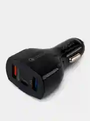 Черный автомобильное зарядное устройство в прикуриватель с USB с быстрой зарядкой, с кабелем, АЗУ