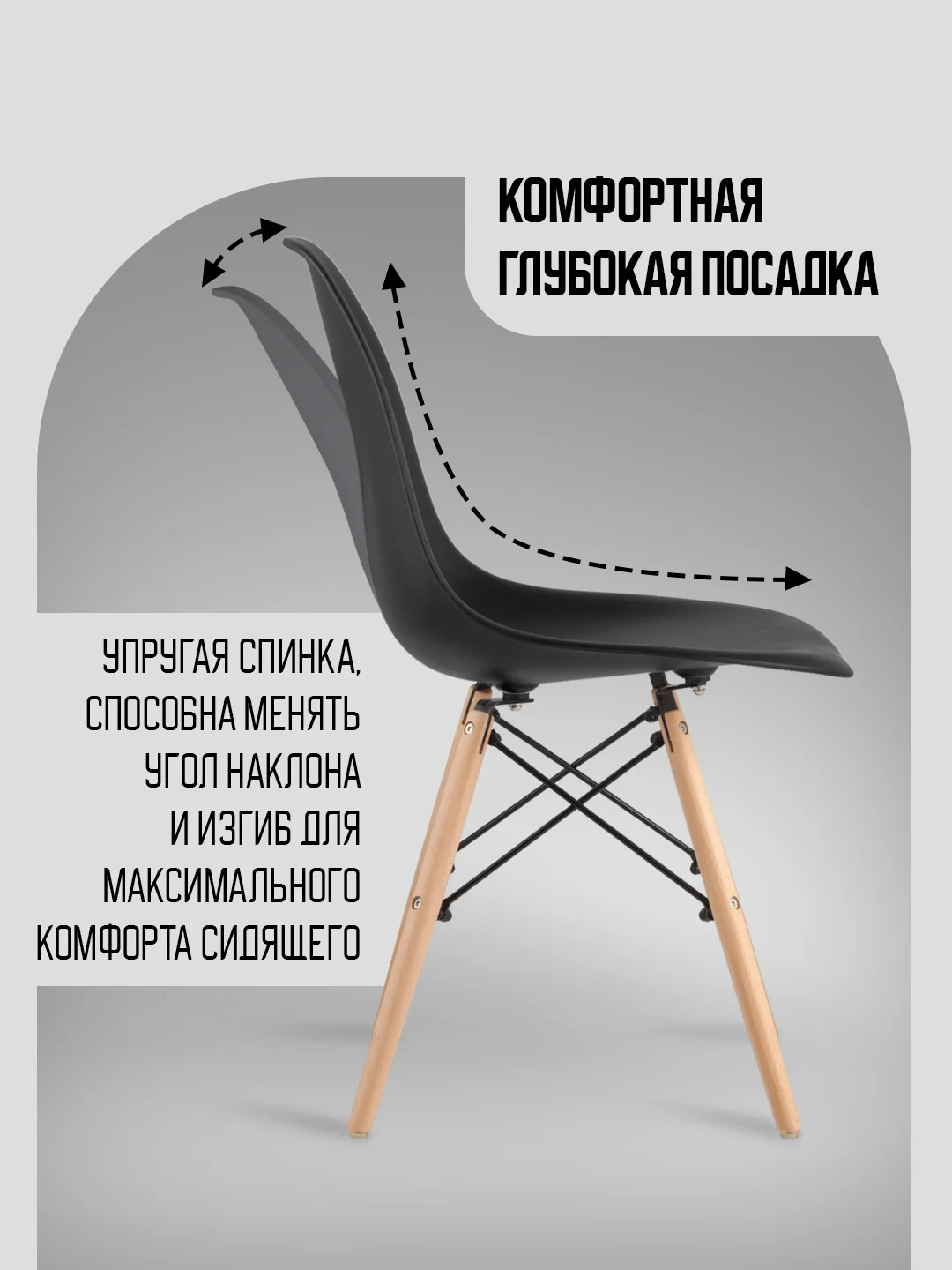 Серый стул кухонный Eames, комплект 1шт, 2шт, 4шт (белый, черный, серый)